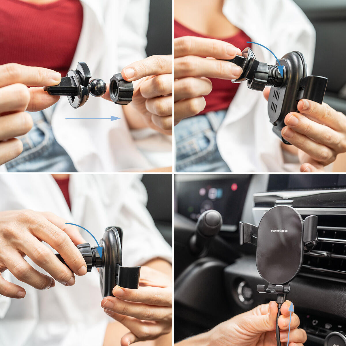 Soporte para Móvil con Carga Inalámbrica Rápida para Coche 15W