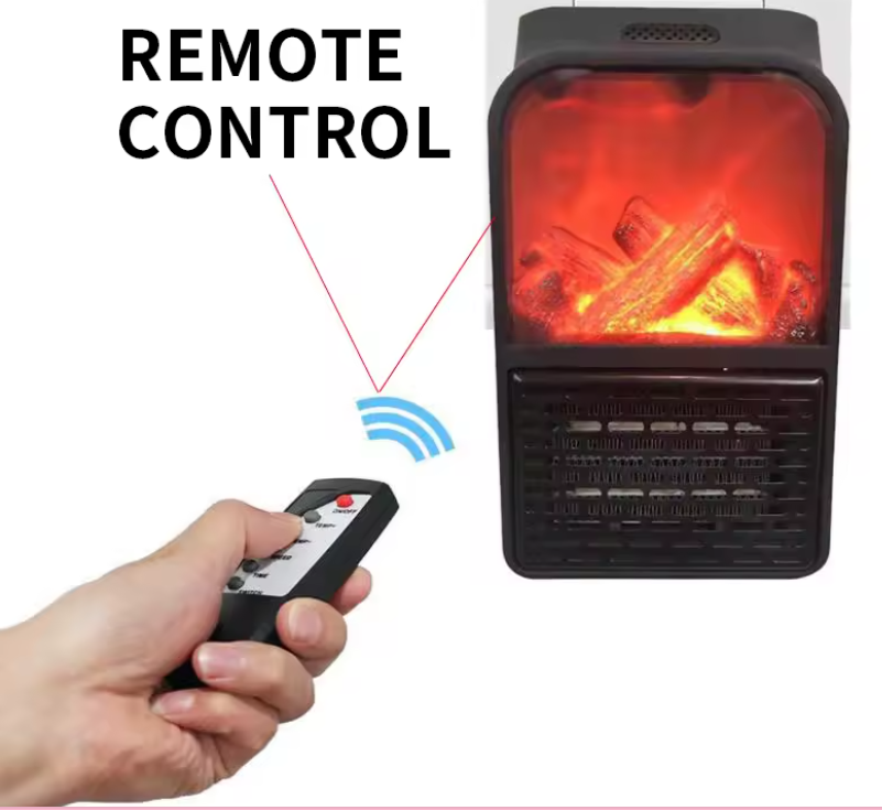 Calefactor Eléctrico Portátil Enchufable 1000W con Control Remoto