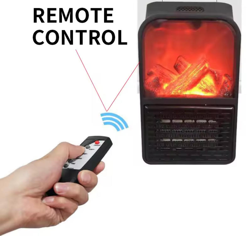 Calefactor Eléctrico Portátil Enchufable 1000W con Control Remoto